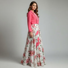 Winter Festival Digital Sleeve'less Maxi With Koti ❤️